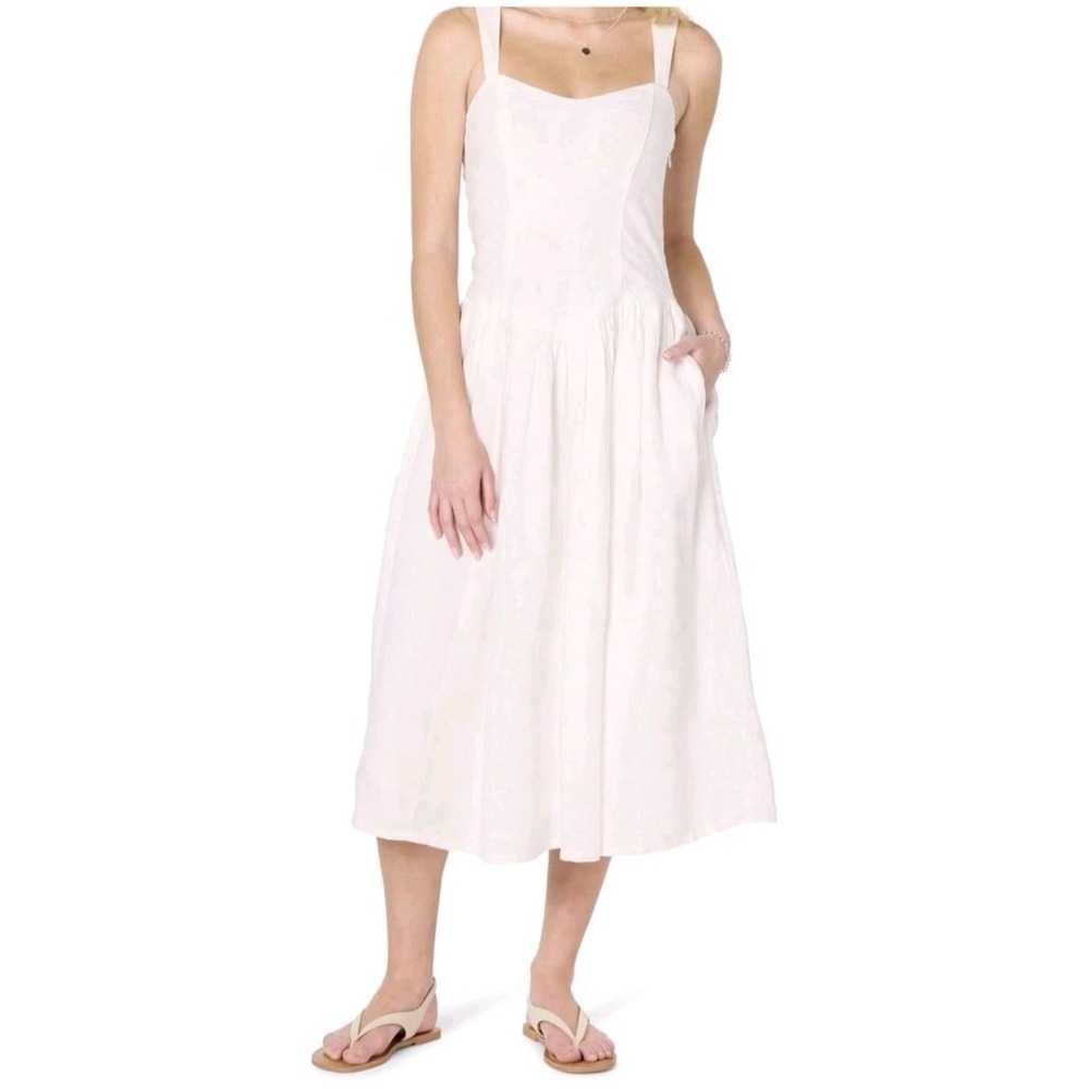 White Midi Sundress with Square Neck